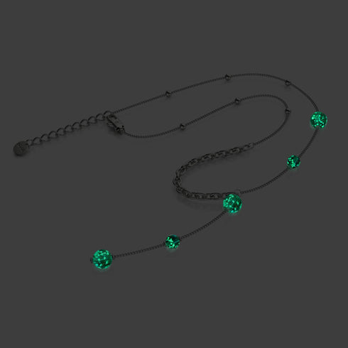 Sarcelle | Argent | Suspension double cascade de verre Firefly